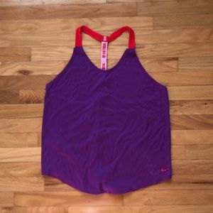 NIKE purple and red t-back workout sleeveless top